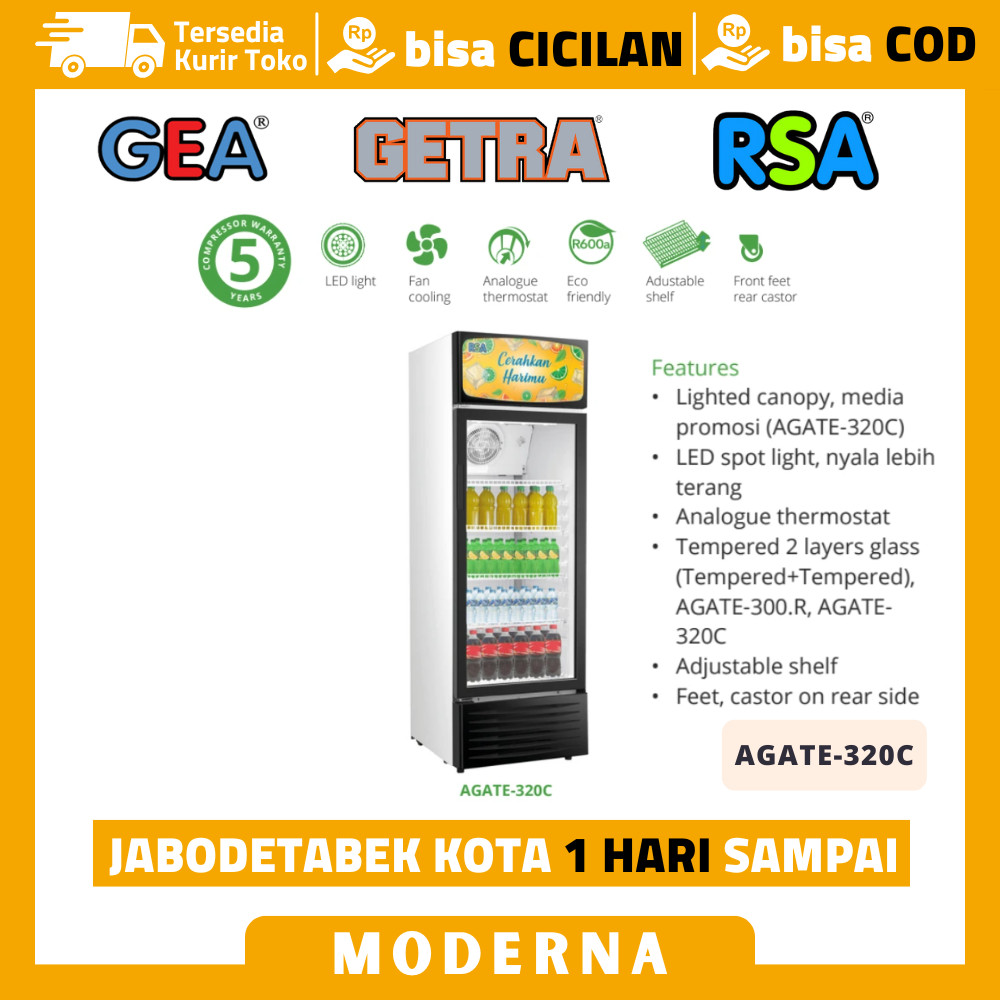 Showcase RSA AGATE-320C Kulkas Pendingin Minuman 1 Pintu