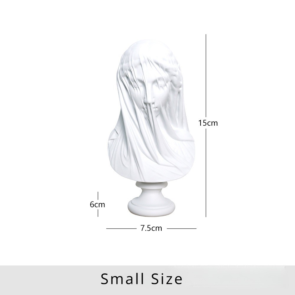 Veiled Lady Bust Greek Goddess Statue Classic Roman Mythology Gifts Maiden Sculpture Home Living Roo