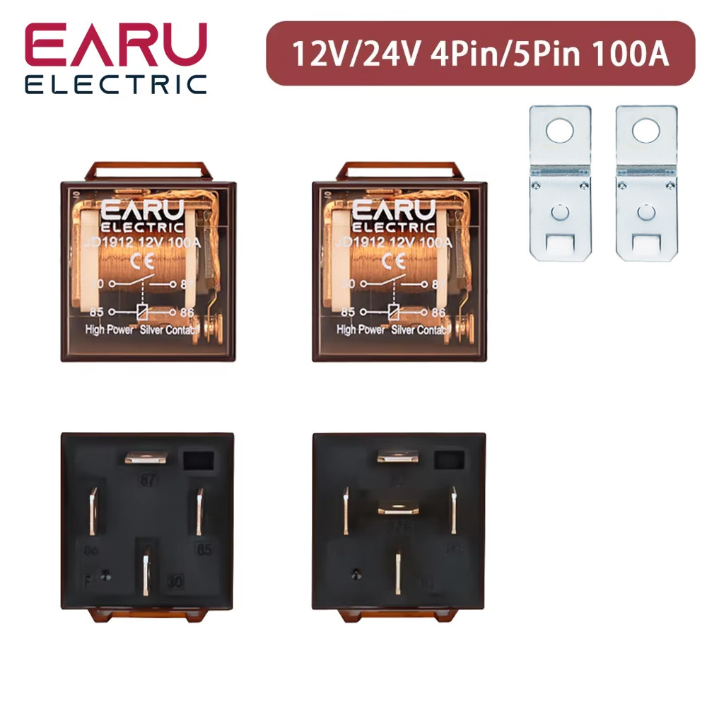 1Pcs Waterproof Automotive Relay DC 12V 24V 100A 4Pin 5Pin SPDT Car Control Device Car Relays DC 24V