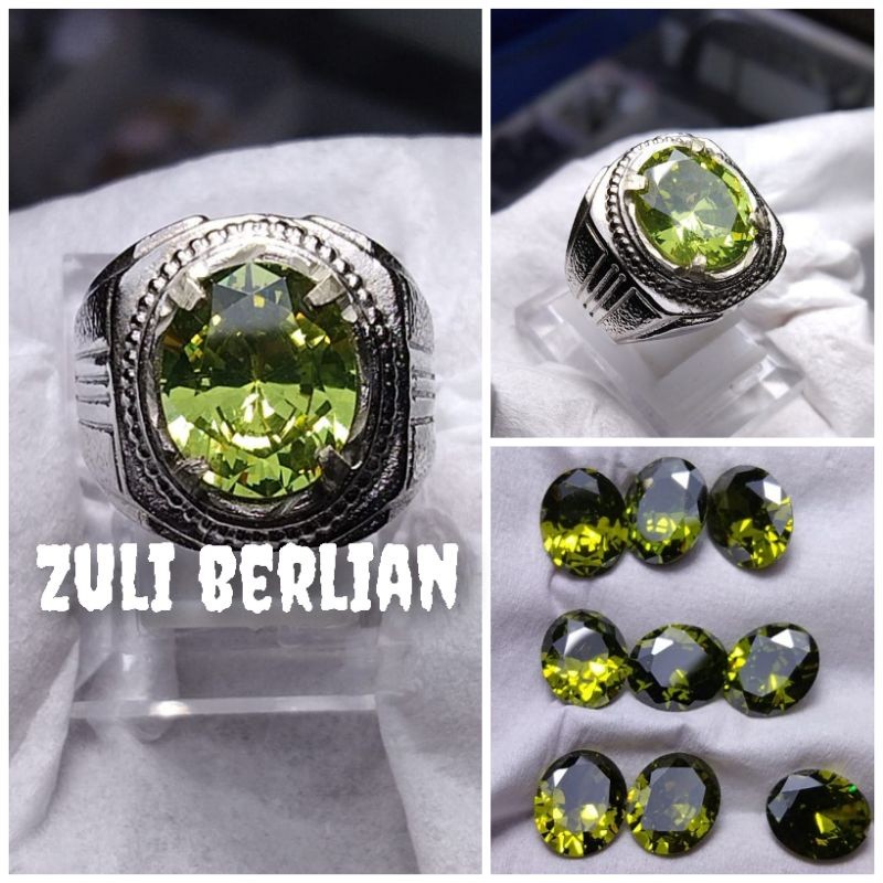 Cincin batu permata green topas