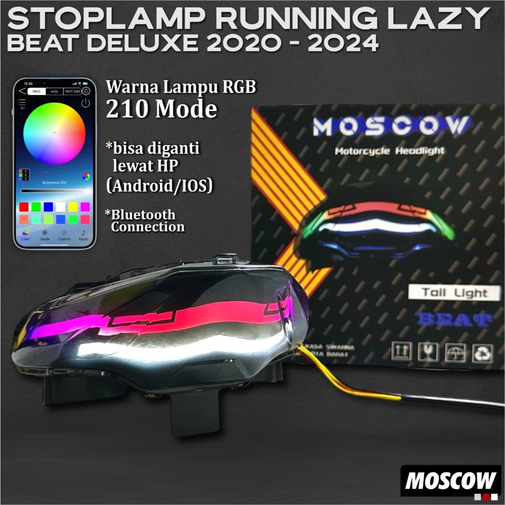 LAMPU STOP BEAT DELUXE MOSCOW ORIGINAL BY APK IOS ANDROID 210 MODE RGB WARNA WARNI GEN 1 STOPLAMP BE