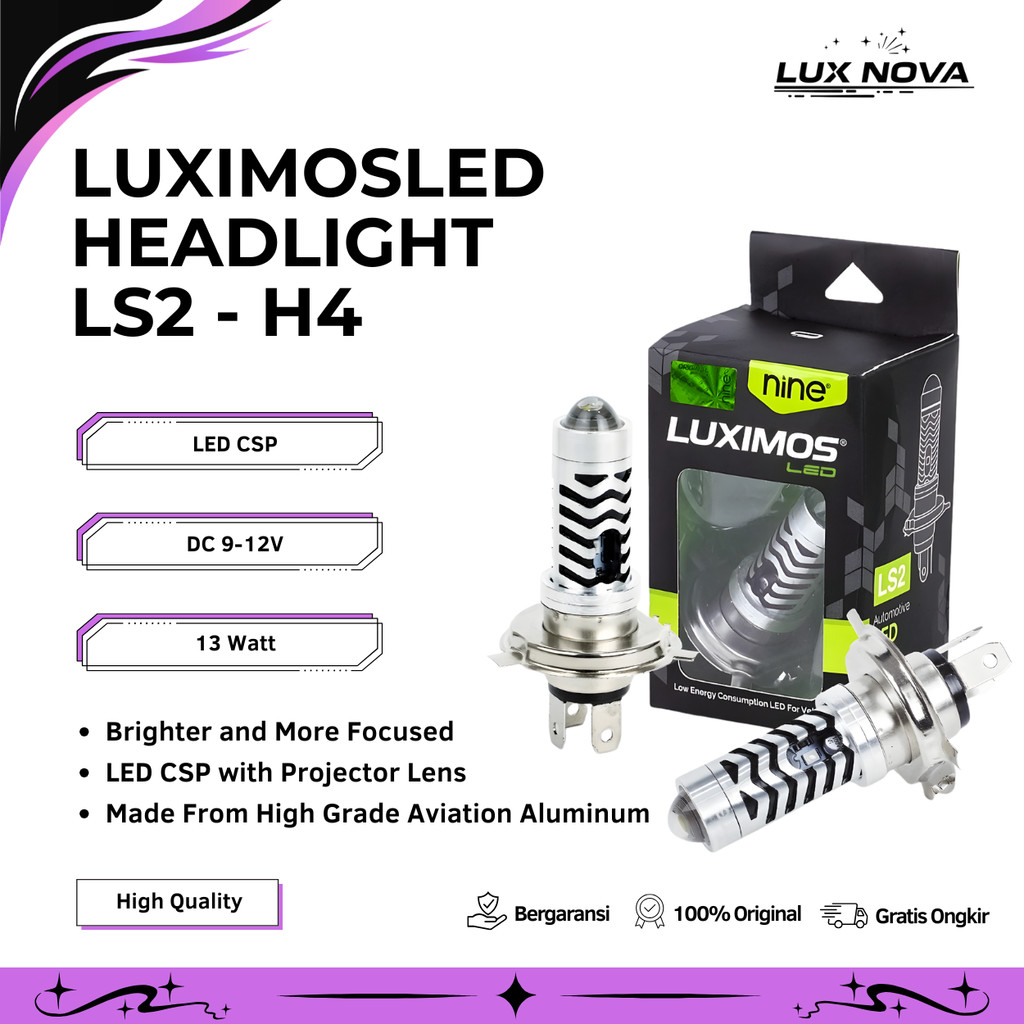 Lampu Depan Motor Projie Laser H4 LED 13W Super Terang Bebek Matic Scoopy Vixion Verza LS2 LUXIMOS