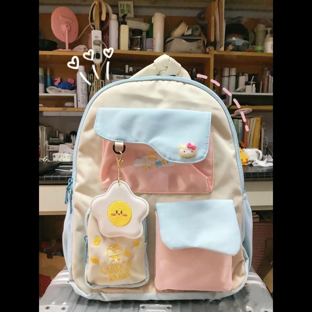 Tas Ransel Laptop Korean Style Kapasitas Besar Lucu Wanita Bordir Fashion kuliah Punggung tas