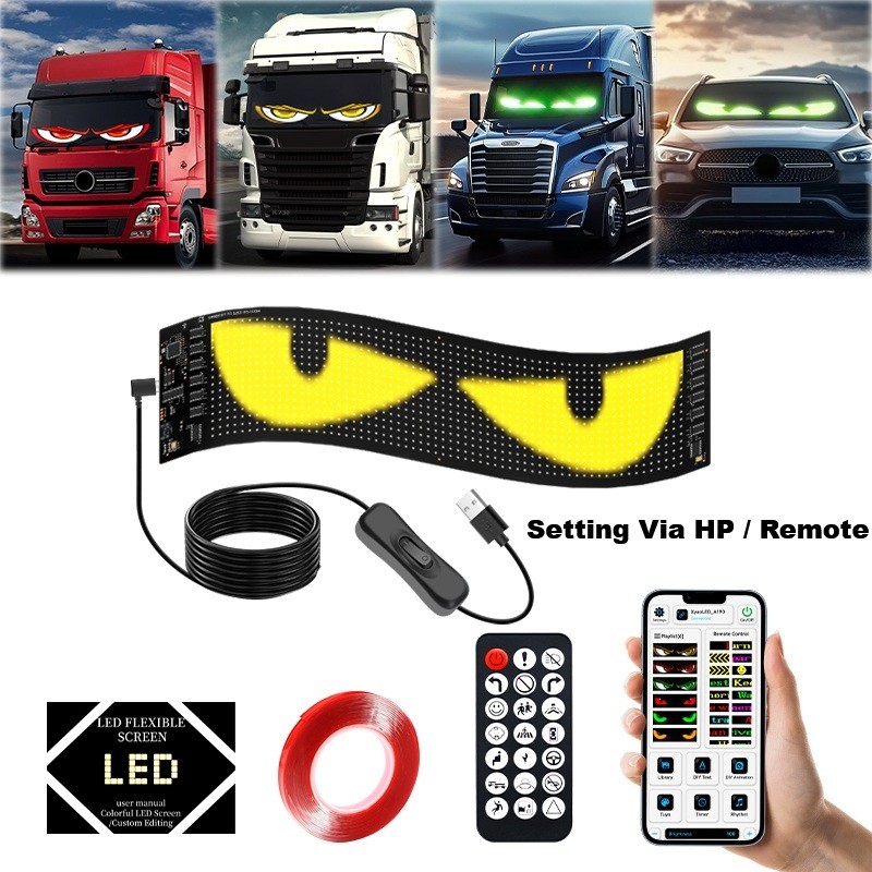 REKOMENDASI CLAI LED Flexible Portable Screen Matrix Running Text Animasi Mata Panel USB Fleksibel