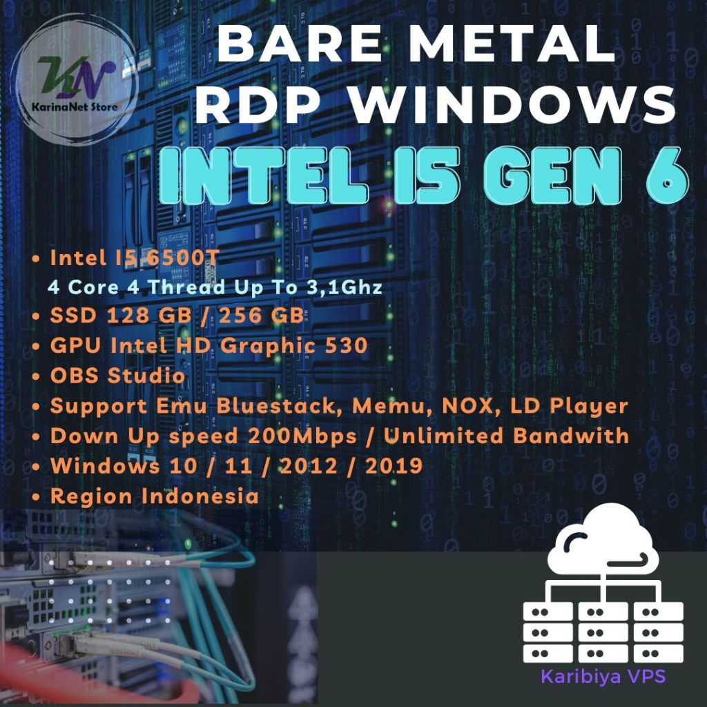 Bare Metal Server RDP Dedicated 4 Core 8GB RAM OBS Emulator Android Youtube VPN BOT