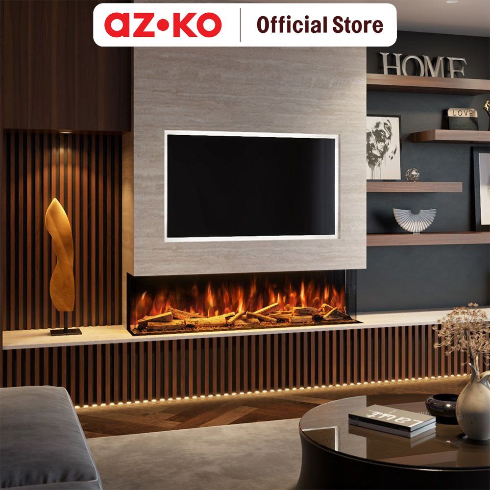 AZKO Breathe Electric Fireplace Simulation 3-Sided - Mix Perapian Listrik Electric Fireplace Pemanas