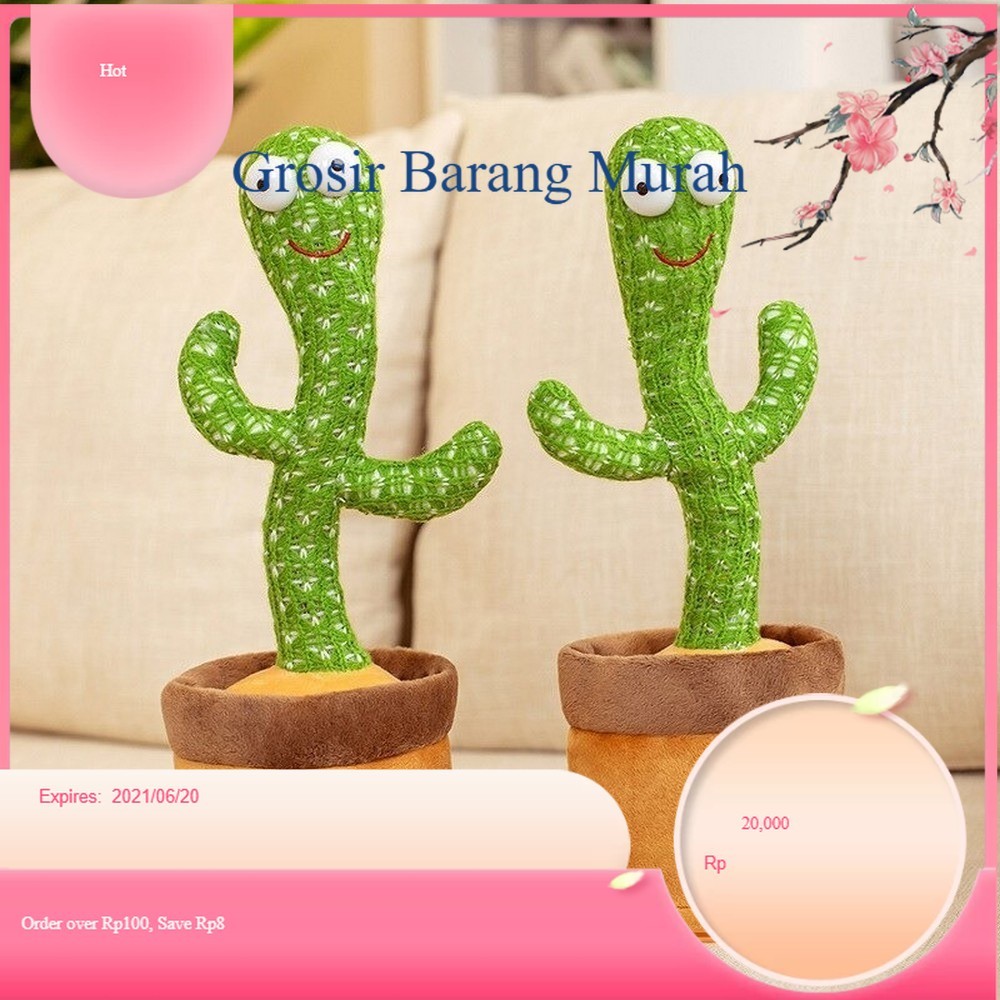 GBM BONEKA KAKTUS GOYANG LAMPU DAN BERBICARA / MAINAN KAKTUS GOYANG BISA DANCE DAN BICARA