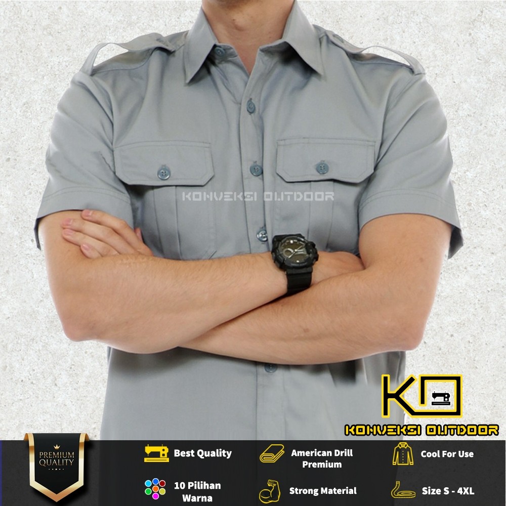 DELISTORE BAJU KEMEJA LAPANGAN SERAGAM ATASAN PDL PDH OUTDOOR LENGAN PENDEK - Pakaian Kerja Kantor G