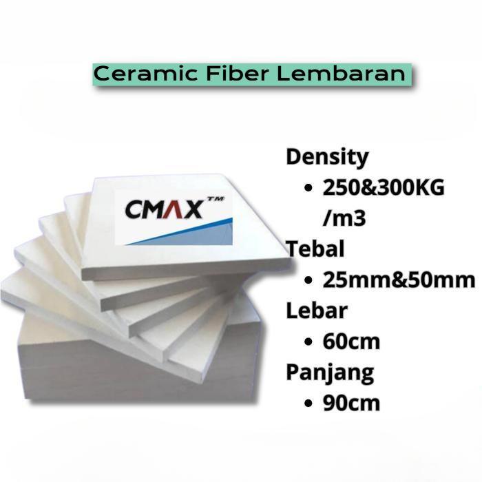 Cmax Ceramic Fiber Board / Lembar Density 300kg/m3 Tebal 50mm x 60cm x 90cm
