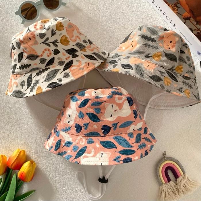 Bucket Topi Kanvas Anak Cowok & Cewek Usia TK & SD / Topi Bahan Kanvas Premium /Topi Anak Bertali/Fa