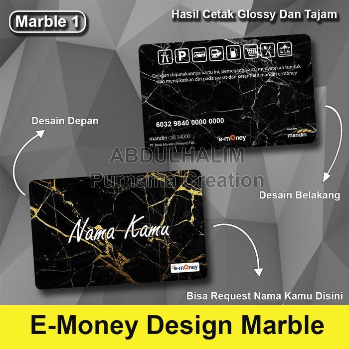 READYY Kartu Emoney / Etoll / Flazz Custom 2 sisi Desain Marble Marmer Glossy - Marble 1, E-Money Ma