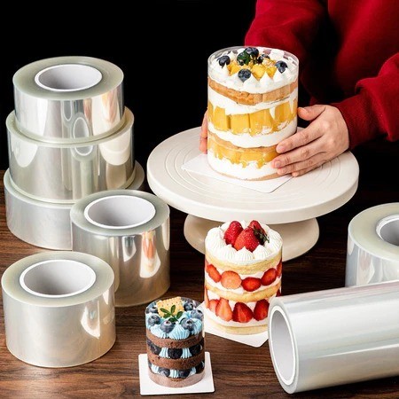 Mika Roll Cake 8cm Bening  | Mika Plastik Pinggiran Kue | Mika Roll Tebal | Mika Pinggiran Cake 1m