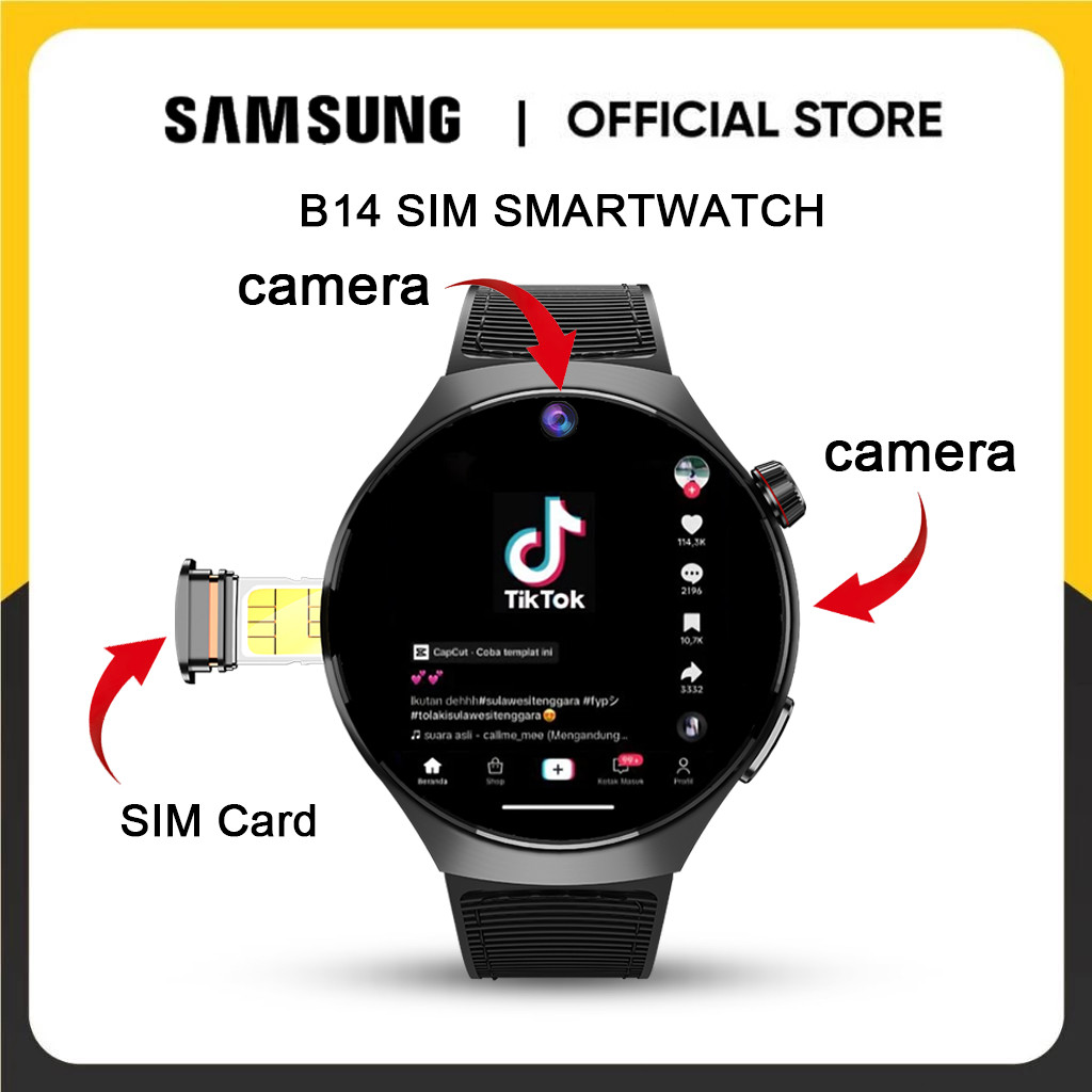 SAMSUNG Jam Tangan Android Pintar Bisa SIM Card Bisa WA Layar Sentuh SmartWatch Pintar Bisa Tiktok B