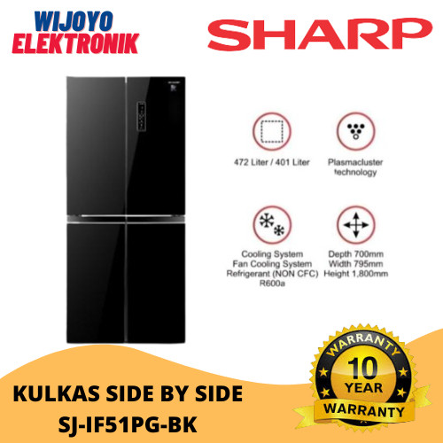 Kulkas 4 Pintu SHARP SJIF51PGBK Multi Door Inverter