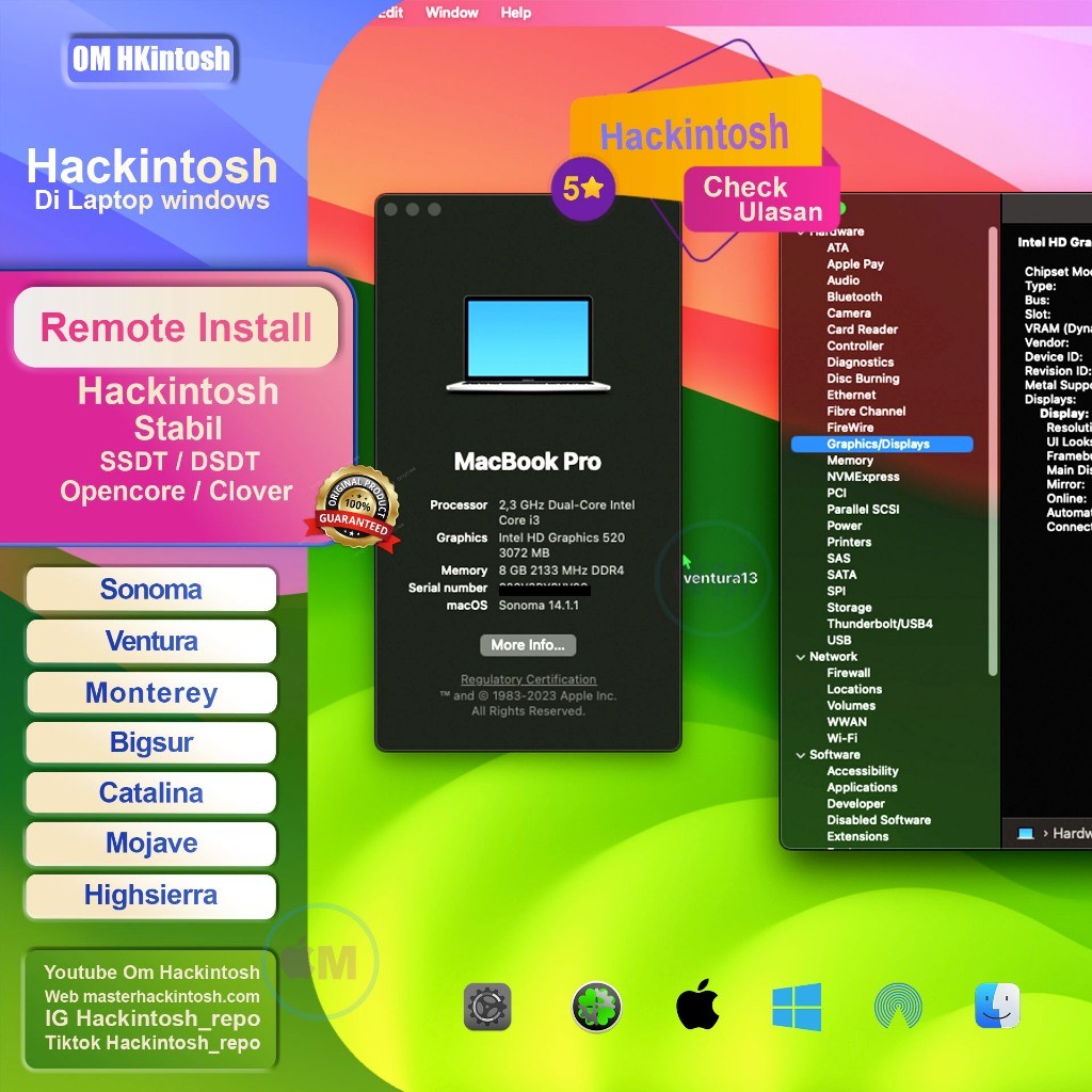 Install mac os (hackintosh) di Laptop/notebook Windows