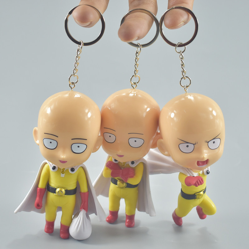 3Pcs/Set 10cm Anime Figure One Punch Man Bald Saitama Sensei PVC Action Figure Mini Model Toy Kids G