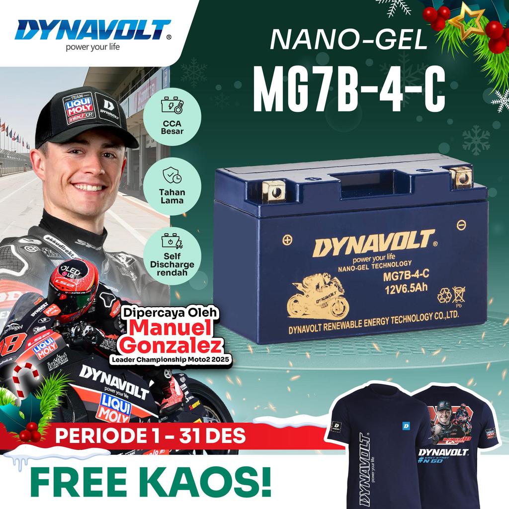 DYNAVOLT Aki Motor Triumph Daytona 675, dll | Nano-Gel MG7B-4-C | 6.5 AH 260 CCA