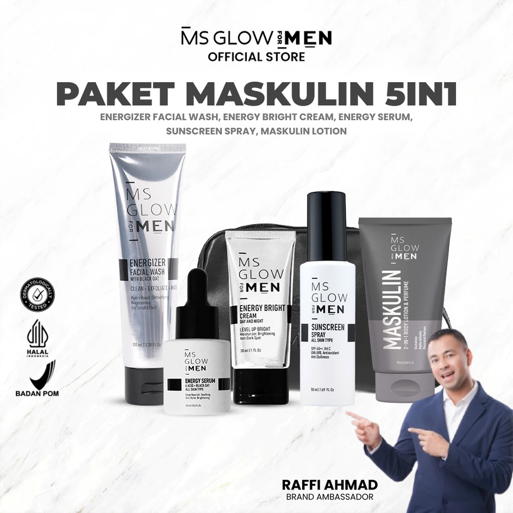 Ms Glow For Men Paket Wajah Badan Maskulin Skincare Pria 1 Set Lengkap Ms Glow Men Official Store