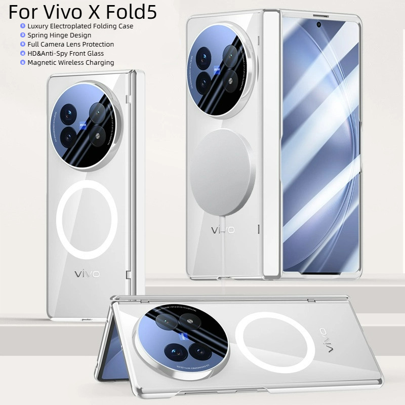 Untuk Vivo X Fold5 Casing Dengan HD Anti-Spy Front Tempered Glass Camera Lens Perlindungan Penuh Cle