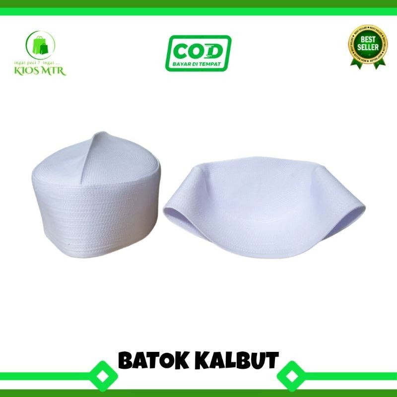 Peci Batok Kalbut Putih HQ - Kopiah Keras Haji Dewasa (Bisa Lap)