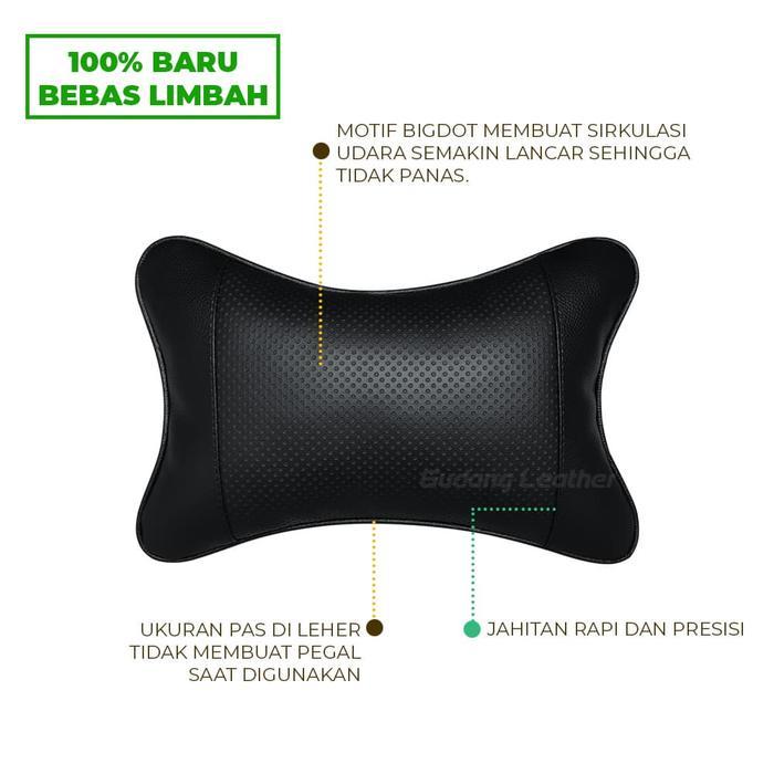 Bantal Mobil Kulit Sintetis - Hitam Coklat