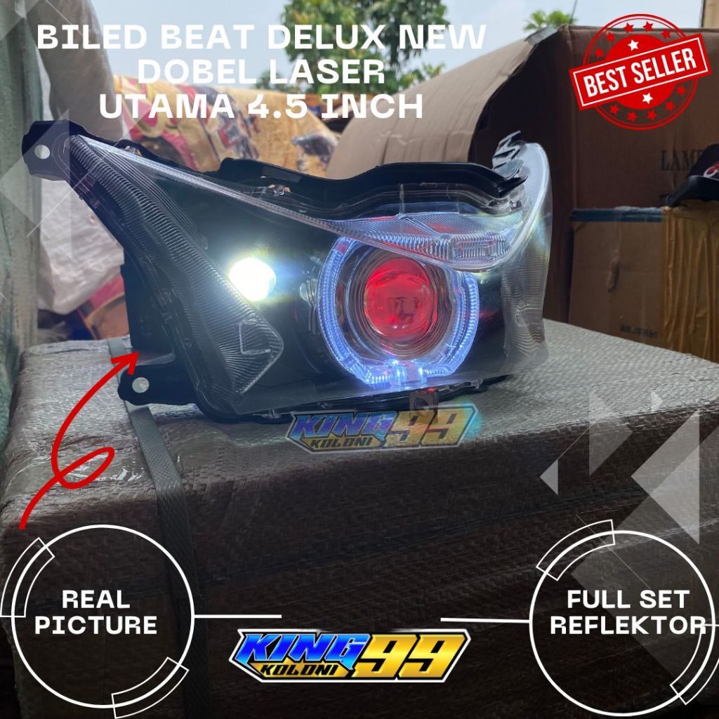 LAMPU DEPAN BEAT NEW 2024 BEAT DELUXE BEAT STREET BILED PROJIE SET REFLEKTOR