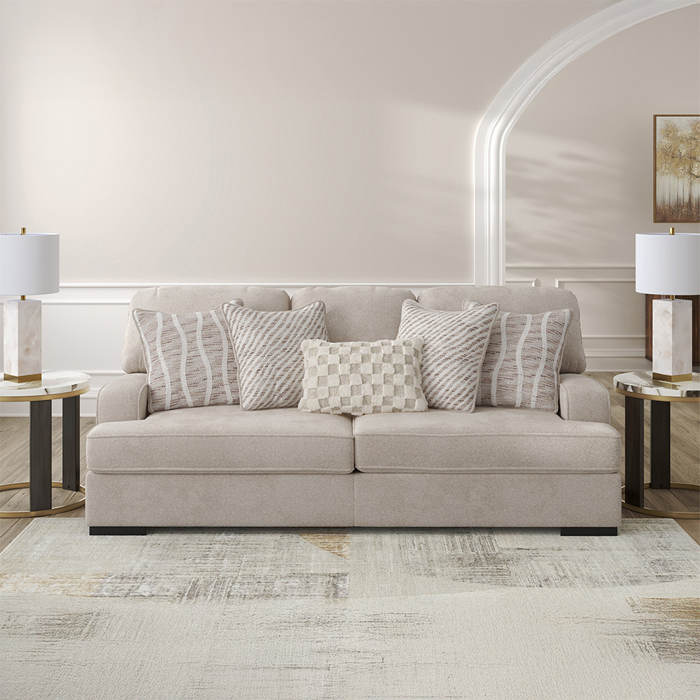 Informa Ashley High Profile Sofa Fabric 3 Seater - Krem Beige Sofa Minimalis Sofa Ruang Tamu Sofa Se