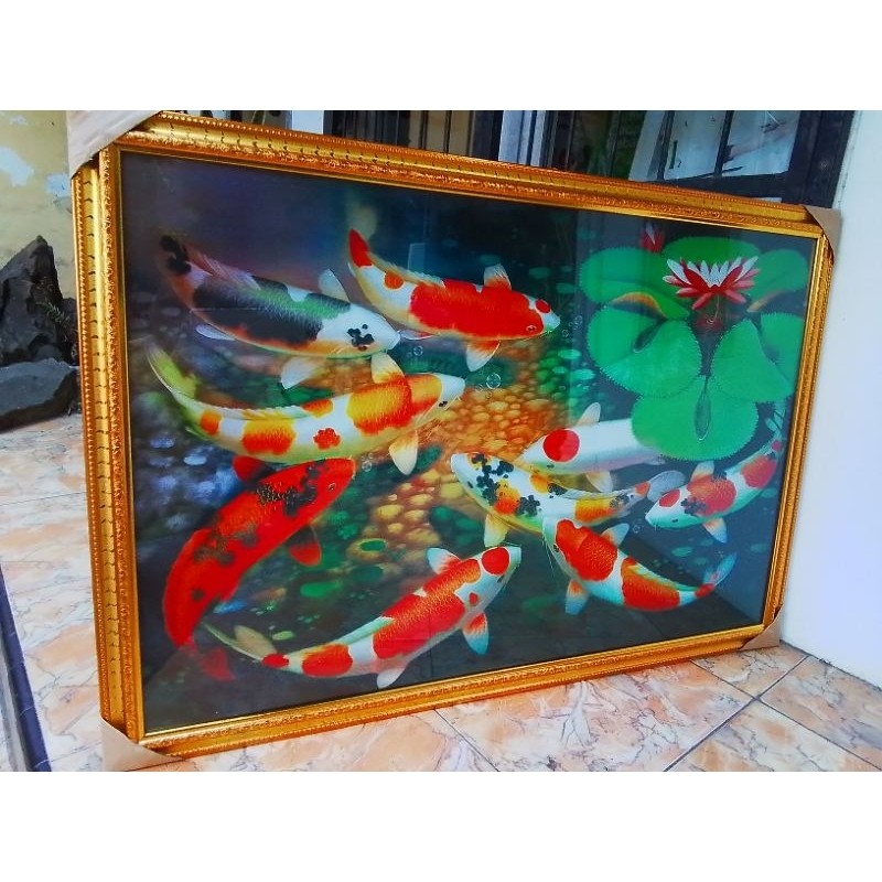 Hiasan Dinding Ikan Koi Jumbo Lukisan Koi 3D Jumbo