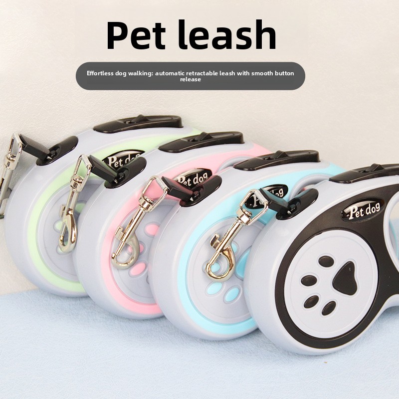 5 meters Automatic Retractable Pet Leash, Bone Paw Print Telescopic Dog Leash, Dog Leash, Dog Leash