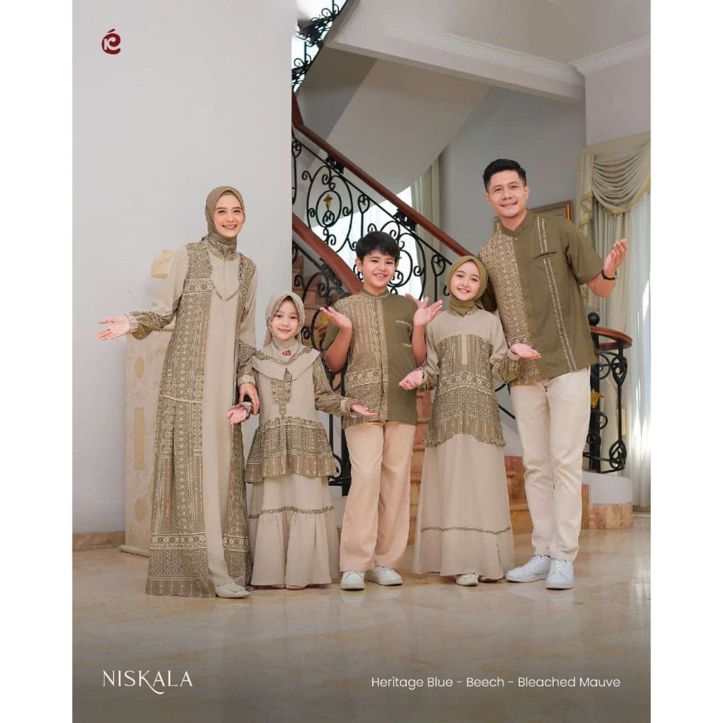 KEKE - SARIMBIT LEBARAN 2025 NISKALA SERIES BEECH BUSANA MUSLIM COUPLE BY KEKE