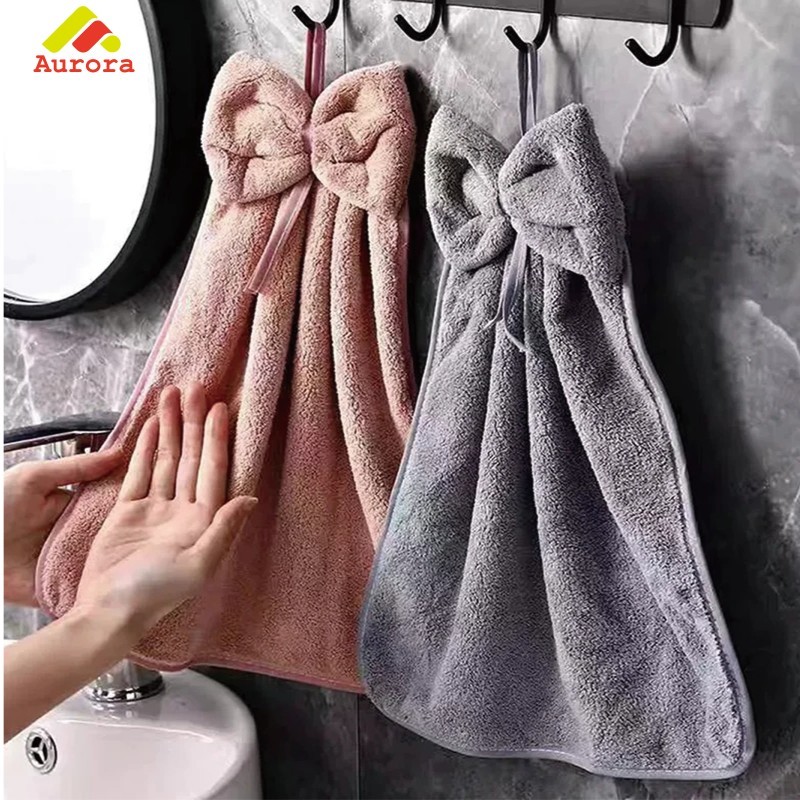 Super Absorbent Lap Tangan Microfiber Lembut Kain Lap Gantung Wastafel Dapur Kamar Mandi Estetik Pit
