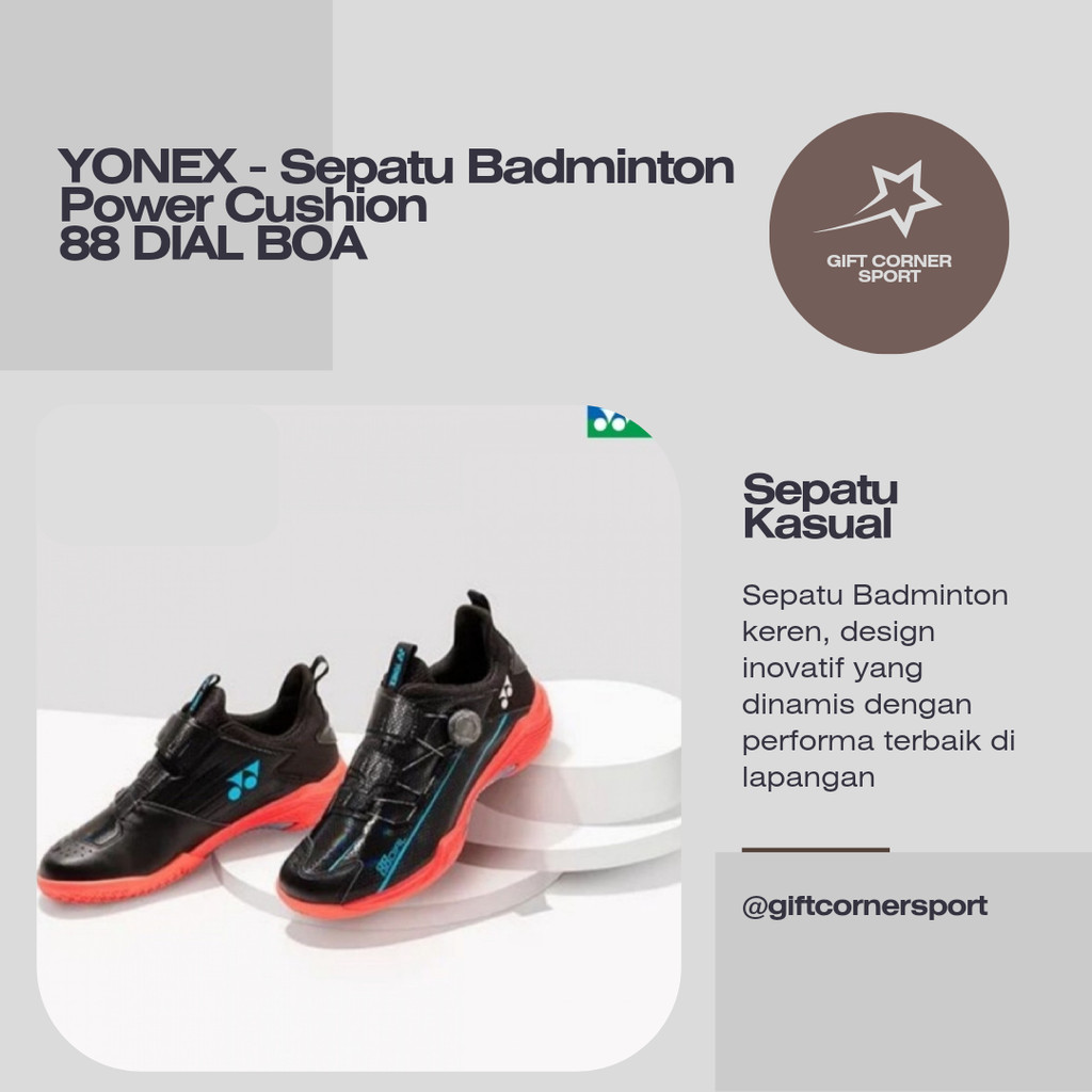 YONEX - Sepatu Badminton Power Cushion 88 DIAL BOA - Hitam