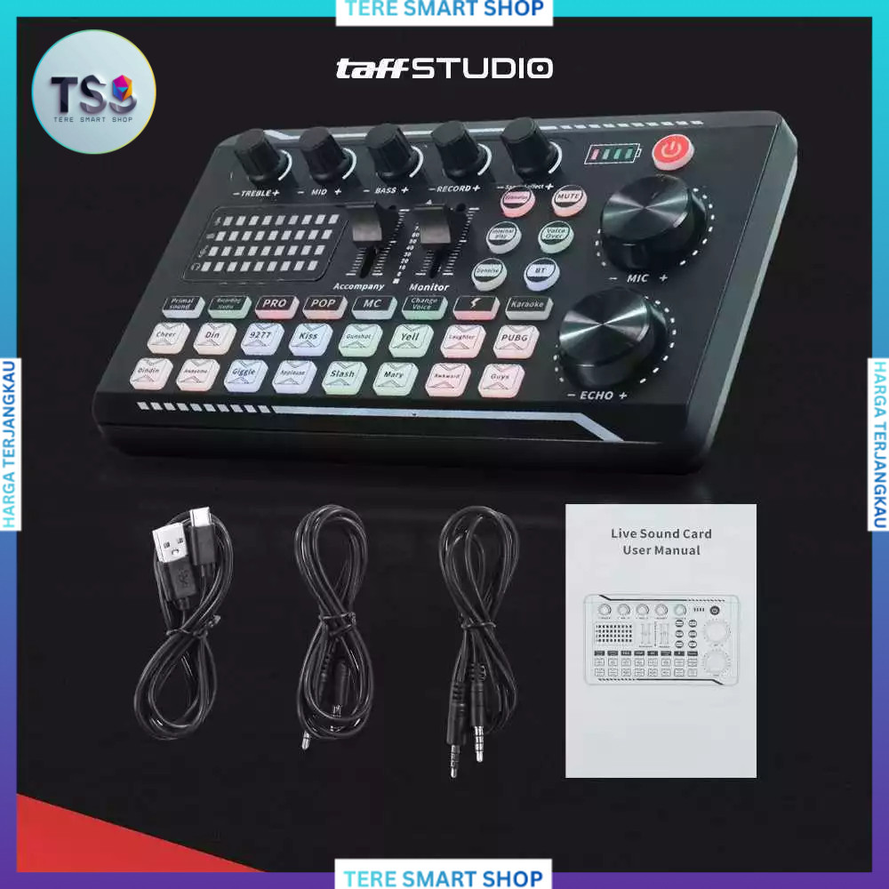 Pro Audio Bluetooth Mixer Sound Card Live Broadcast Karaoke Original TaffSTUDIO Terbaik F998
