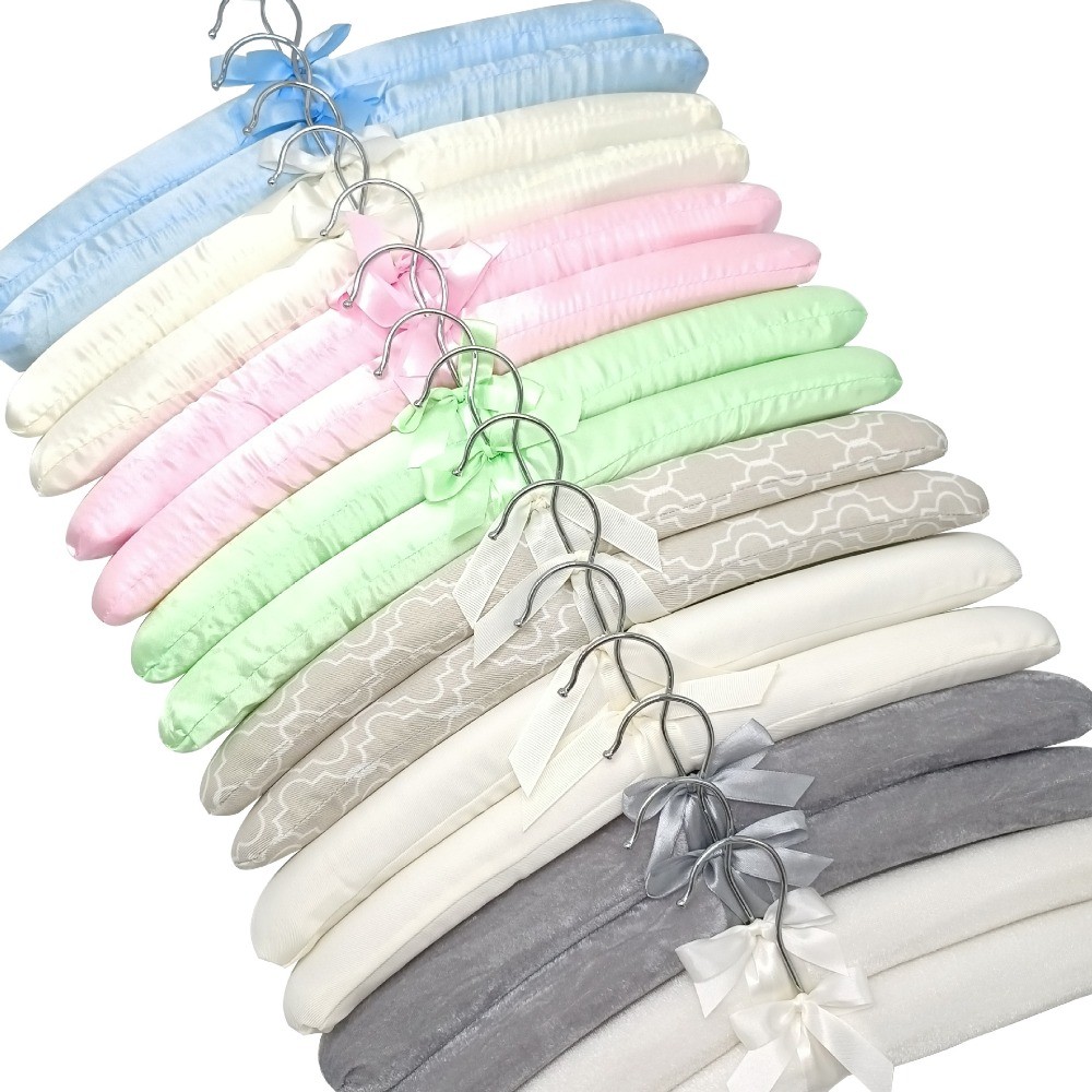 5PCS Hotel Clothes Satin Padded Clothes Hanger Sponge Hangers Display Hanger Silk Wrapped