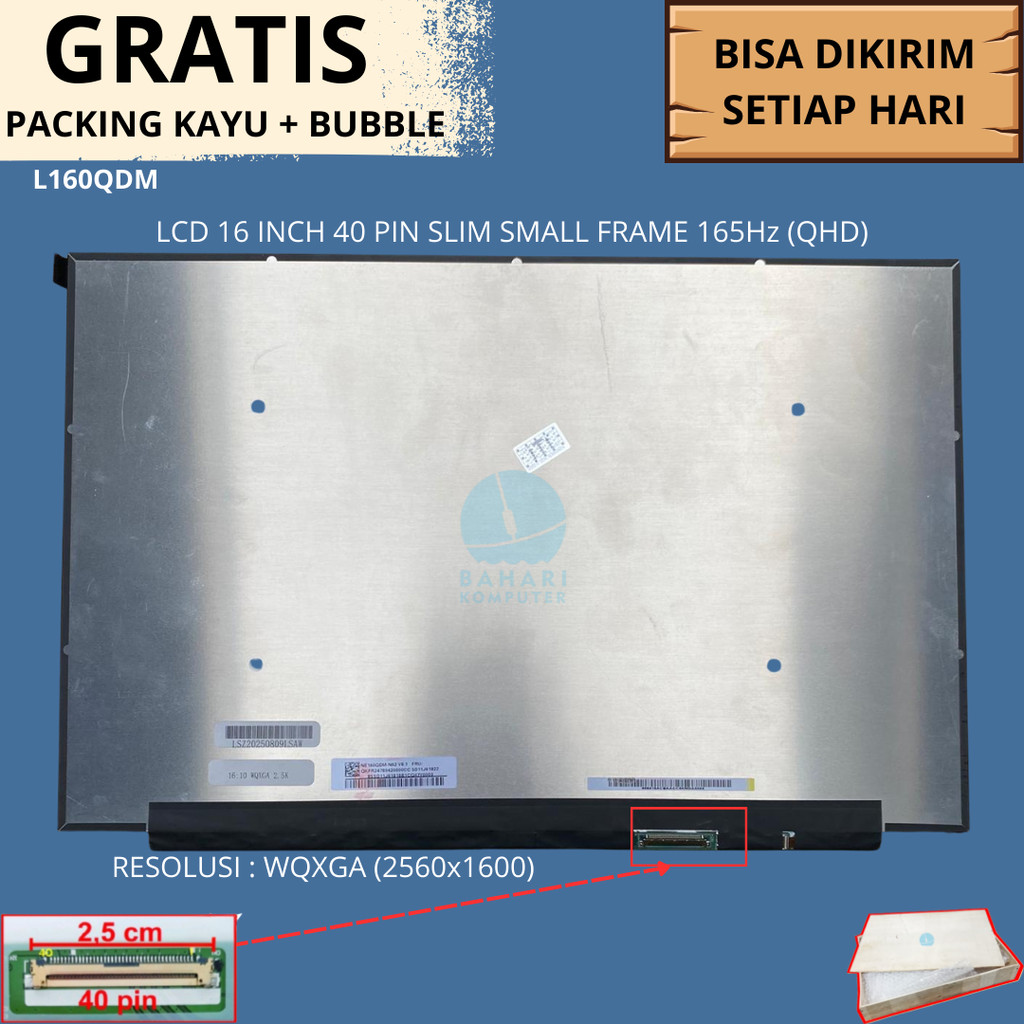 LCD LED Laptop Lenovo Ideapad 5 Pro 16.0 Inch 40 Pin QHD