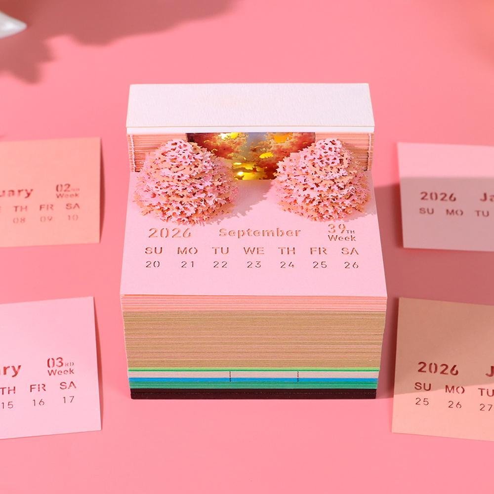 2026 Paper Carving Calendar Cultural and Creative Commemorative House Gift Memo 3D Tree Decoration B