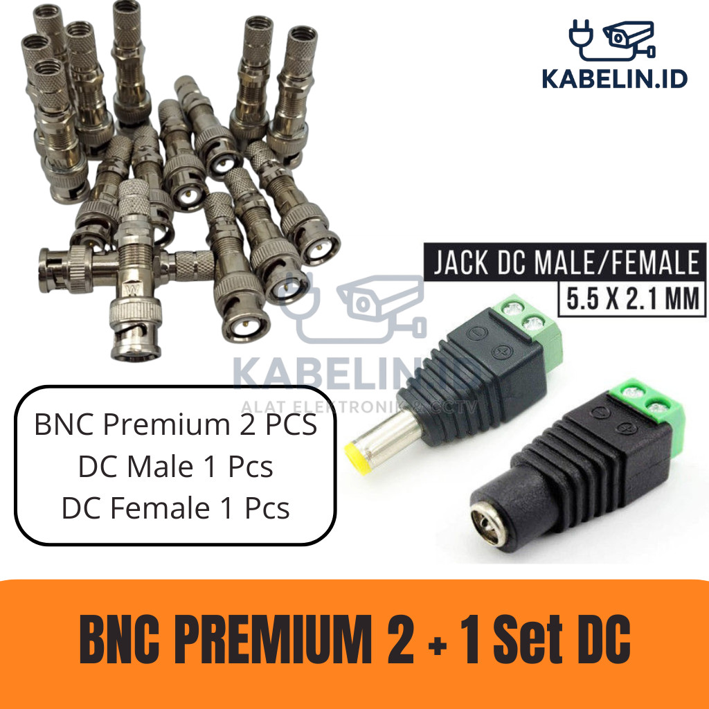 Konektor CCTV 1 Set BNC Plus Jack DC Siap Pasang / Connector 1 Camera by kabelin.id