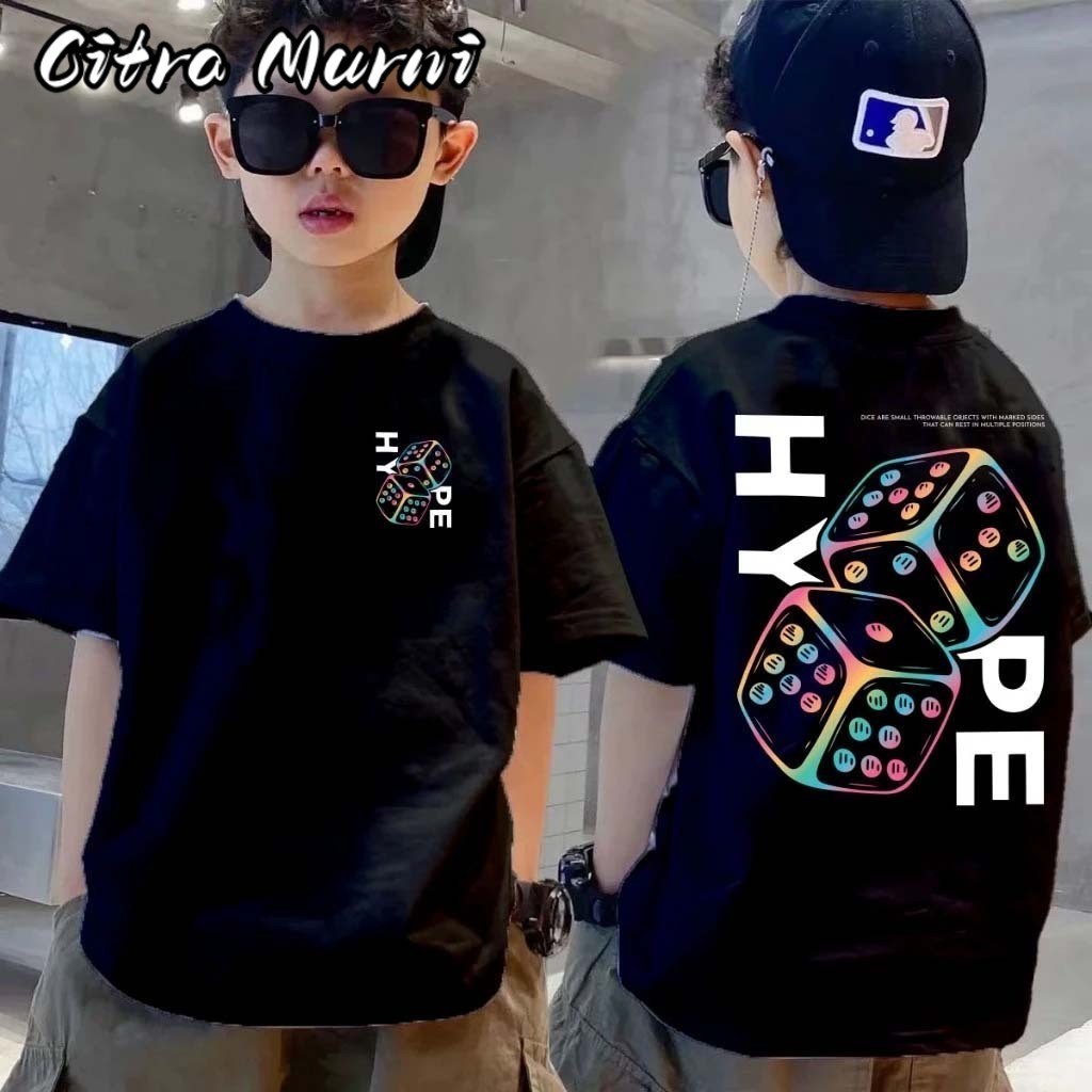 Citra Murni Kaos oblong unisex dengan leher kru dan motif cetak, kaos oblong anak-anak.