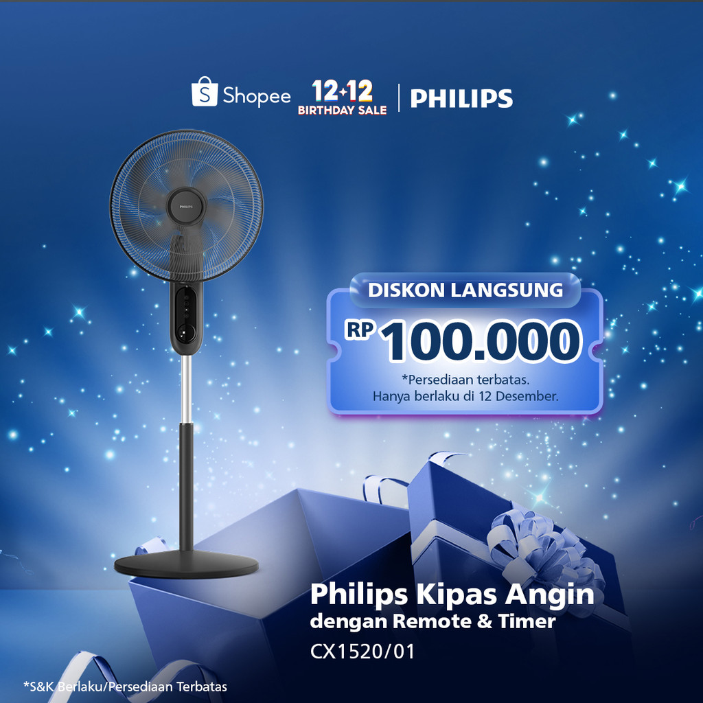 Terbaru Kipas Angin Philips Hitam CX1520/01 - Paling Canggih dengan Remote & Timer, Digital Display 