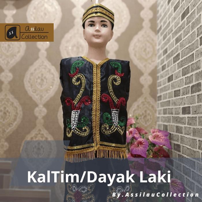 Baju Adat Dayak Anak Satuan (Laki/Cewek) Pakaian Aksesoris Fashion - Dayak Laki, 3