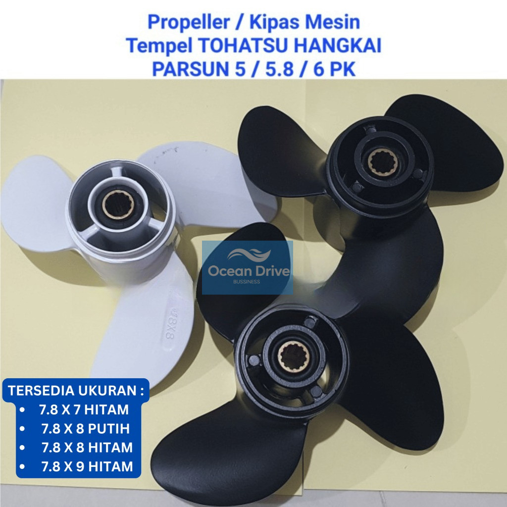 Propeller / Kipas Mesin Tempel Hangkai 6 PK / Tohatsu 5 HP / Parsun 5.8 PK