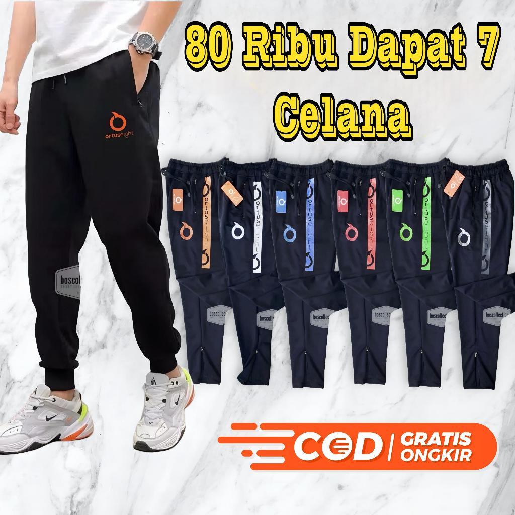 Promo Gila Paket 7 Celana Training Pria Ortuseight  | Celana Jogger Olahraga Panjang Gym Running All