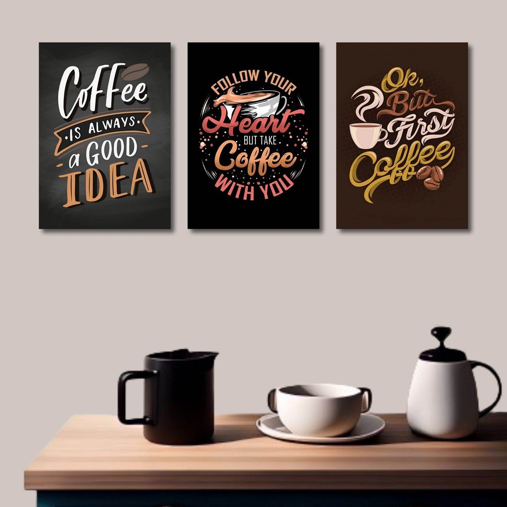 Poster kayu dekorasi  aesthetic Cofee Time  tema Kopi Quotes Coffe Quotes