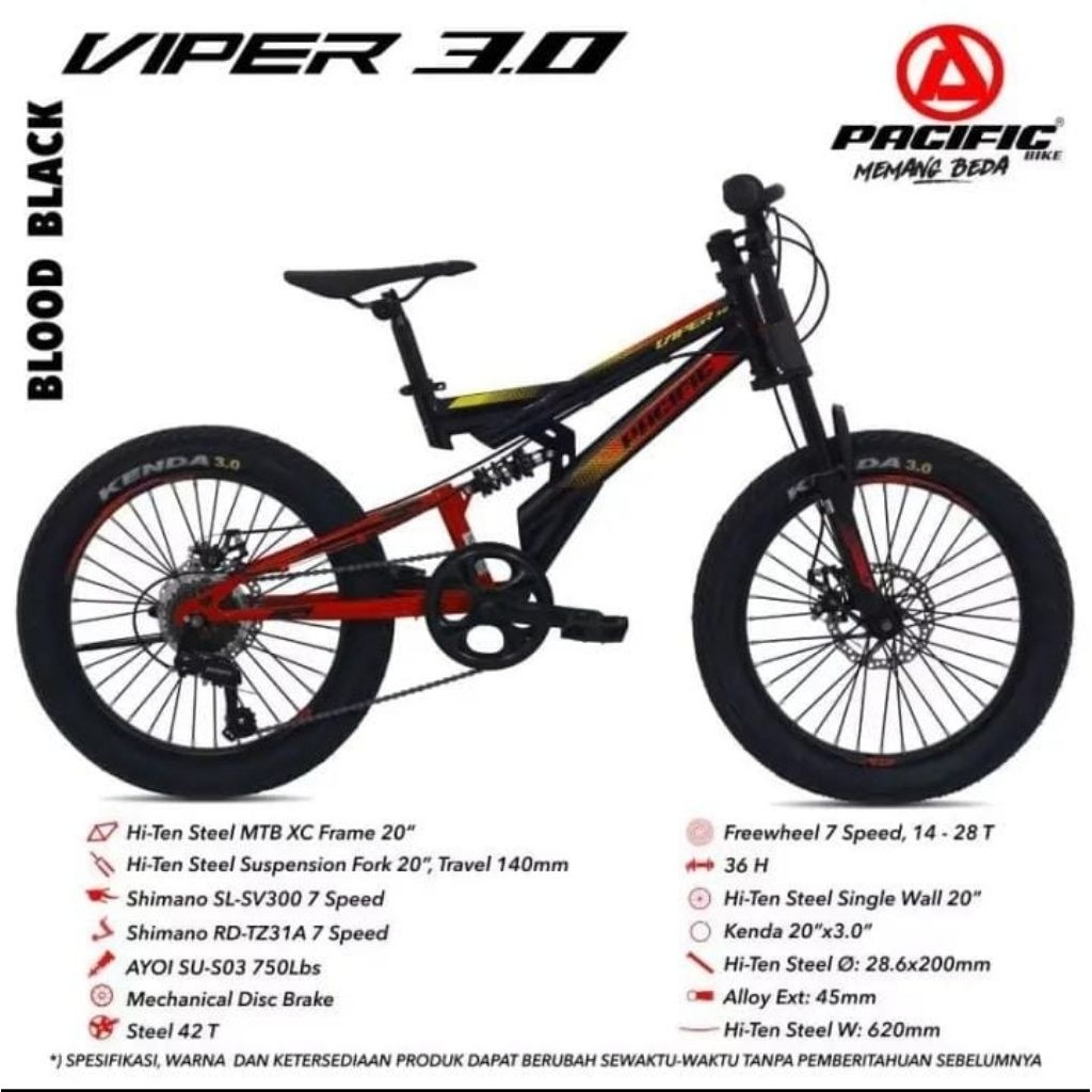 SEPEDA ANAK MTB 20 PACIFIC VIPER 3.0