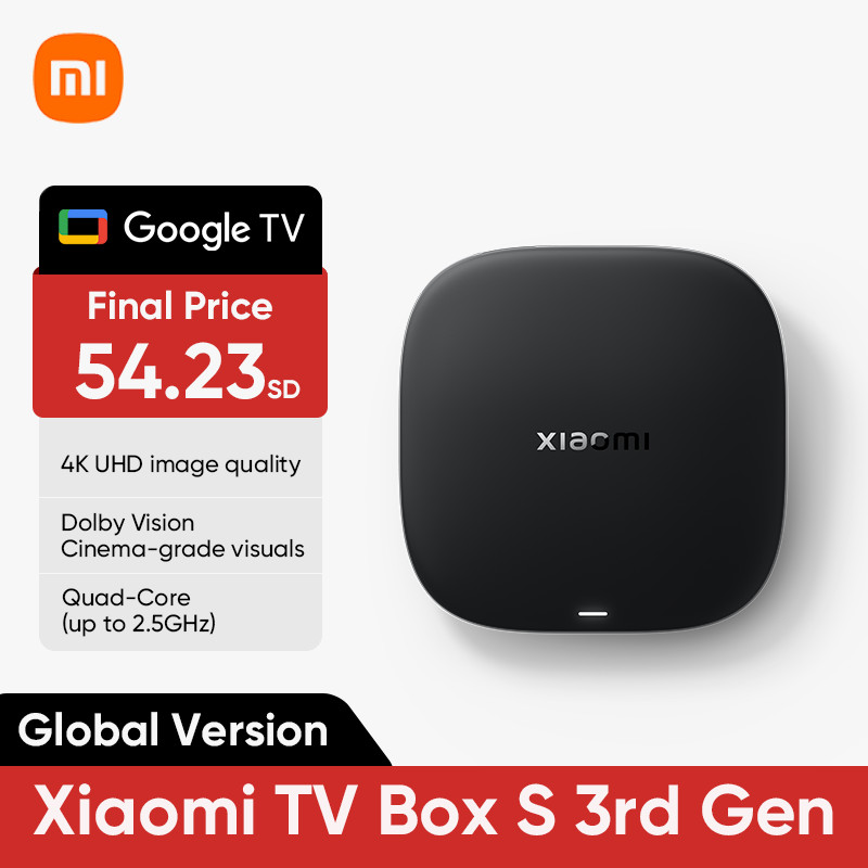 Global Version Xiaomi Mi TV Box S 3rd Gen 4K UHD Bluetooth 5.2 Wifi6 2GB 32GB Google TV Google Assis