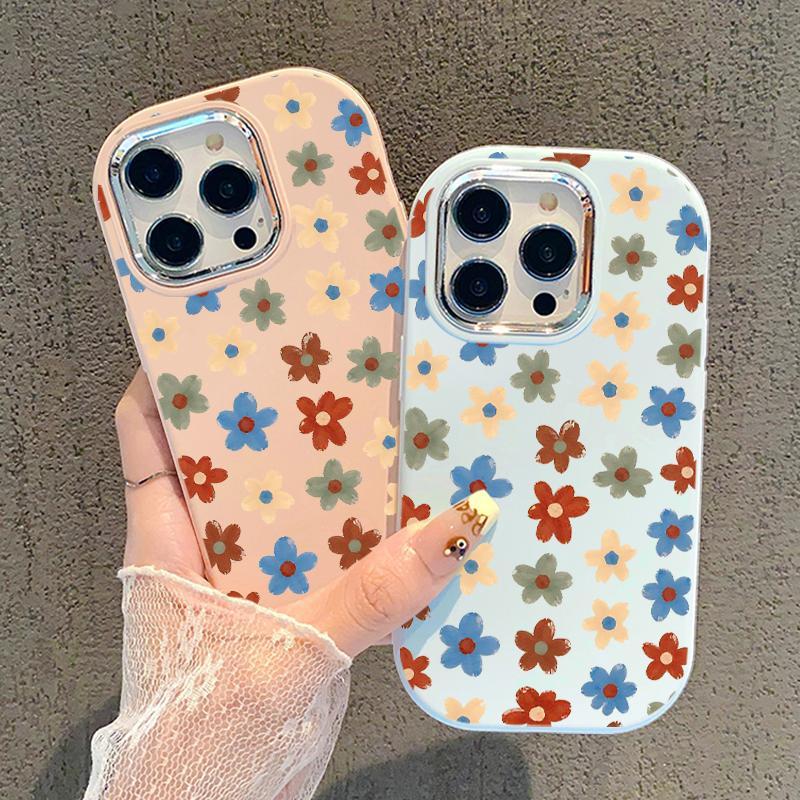 Soft Case OPPO A74 4G A72 A76 A77 A77s 5G A8 Silicon Silver Chrome Lens Floral Bunga Kecil Casing Te