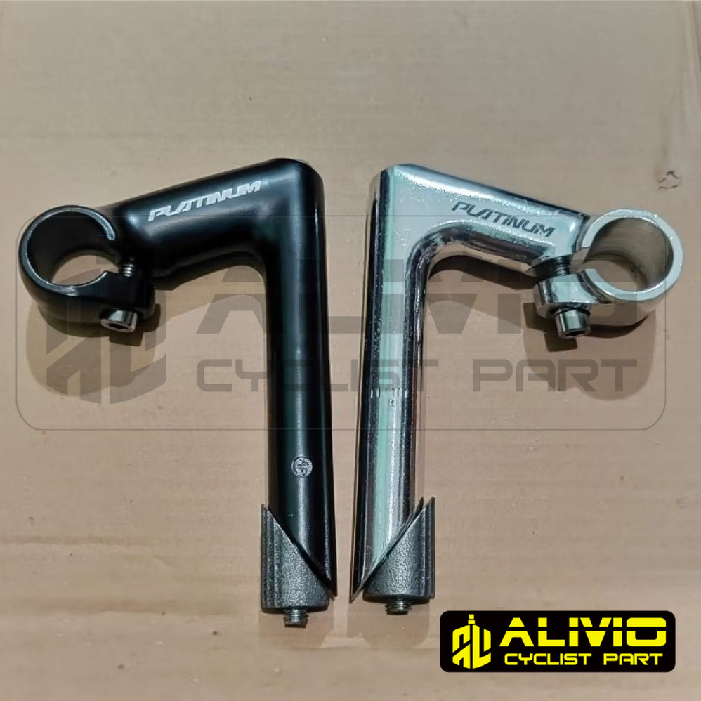 Stem Bango Balap Platinum Hitam Silver Alloy 22.2 mm Ancer Tiang Stang Sepeda Fixie Vintage Mini Bal