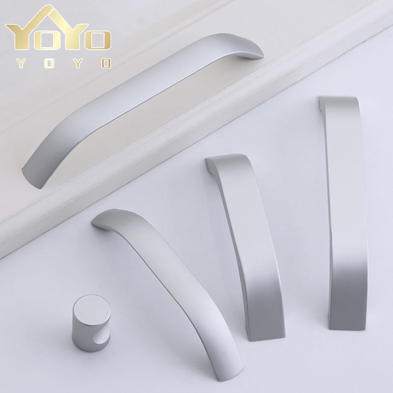 Tarikan Laci Handle Lemari Tarikan Handle Silver Gagang Pintu Lemari Modern aluminium