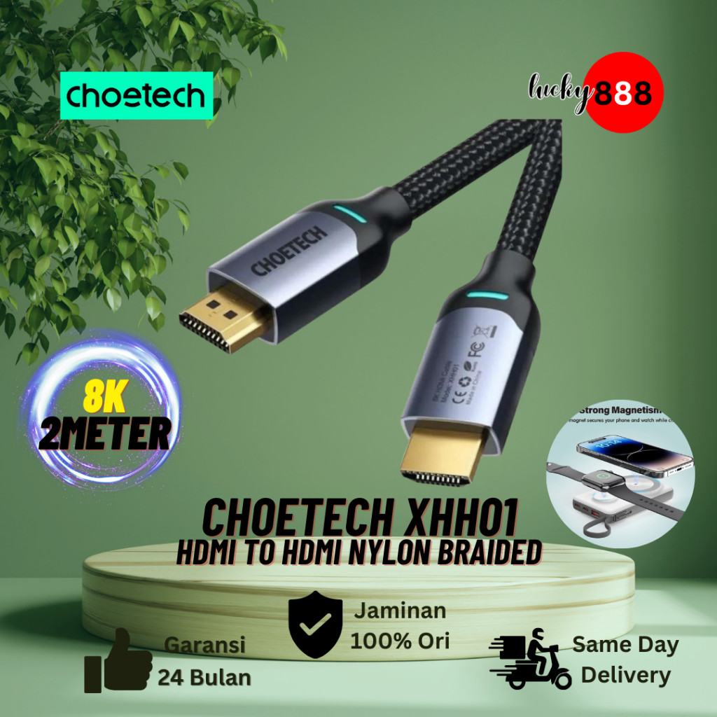 Kabel HDMI Choetech 8K HDMI to HDMI 2M Nylon Cable Display For Monitor TV - XHH01