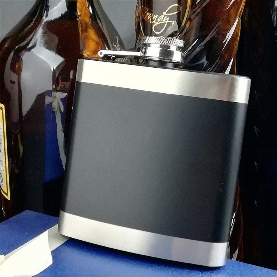 18/8 stainless steel   black  or pink  stainless steel hip flask 6oz logo free engraved